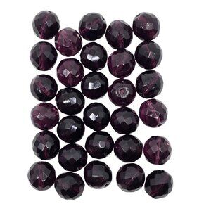 Czech Vintage Purple Plum Faceted Glass Beads 30 pcs 14mm
